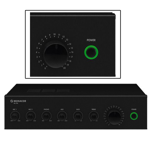 MONACOR PA-704 - Wzmacniacz miksujący PA, mono