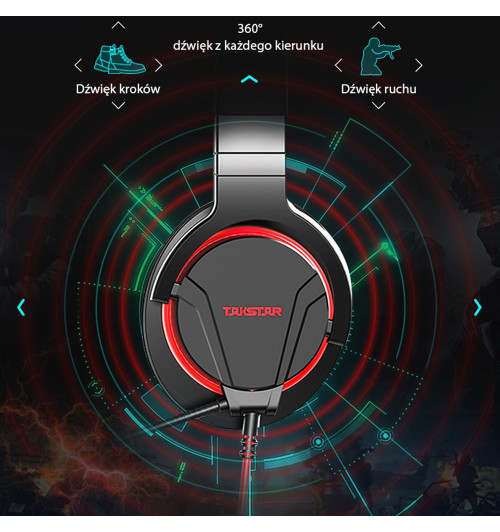 TAKSTAR GM200 SHADE - Gamingowy zestaw słuchawkowy z mikrofonem