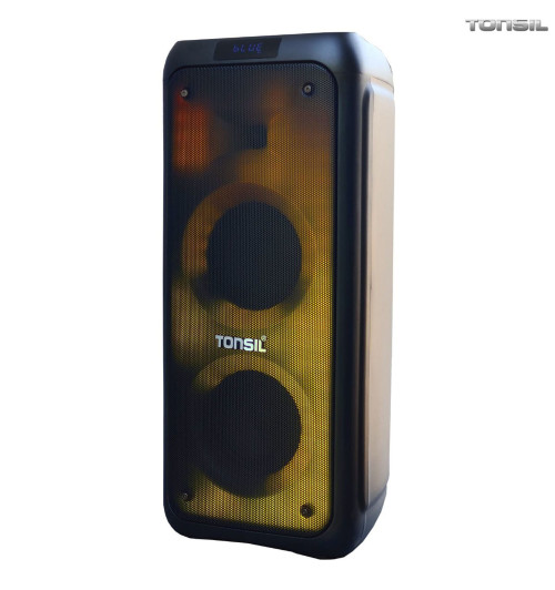Tonsil PartyDance 800 – Imprezowy głośnik bezprzewodowy Bluetooth LED z 2 mikrofonami do karaoke