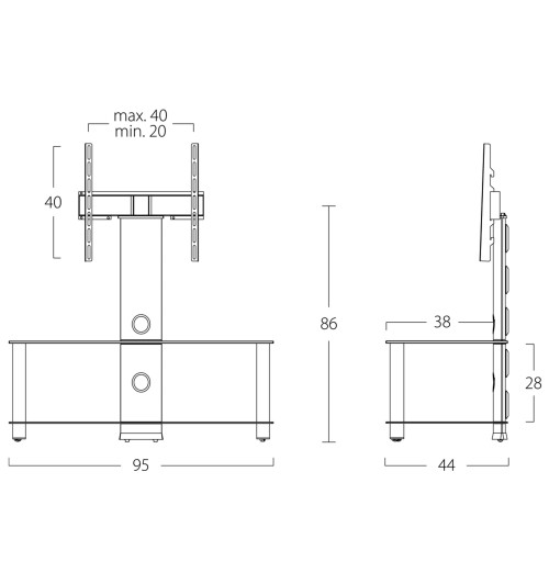 Sonorous NEO95 - Stolik RTV z uchwytem do TV 26" - 42"