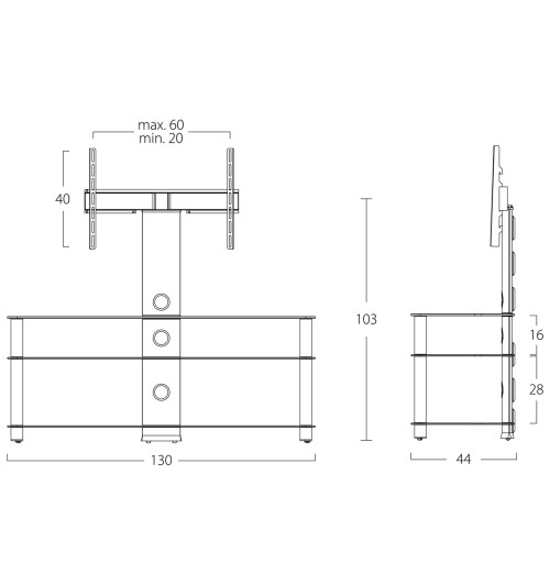 Sonorous NEO1303 - Stolik RTV z uchwytem do TV 42" - 55"