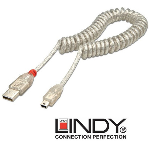 Kabel (przewód) USB A - mini B spiralny Lindy 31925