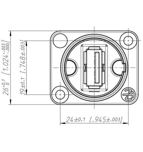 Złącze gniazdo USB 2.0 panelowe D - Neutrik NAUSB-W