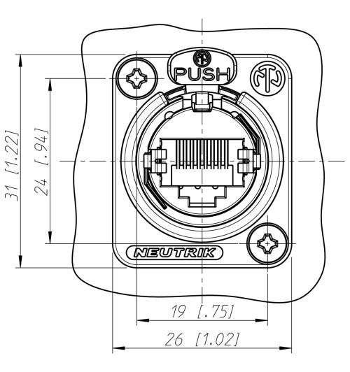 Złącze gniazdo EtherCON CAT 5 / RJ45 panelowe D - Neutrik NE8FDP-B