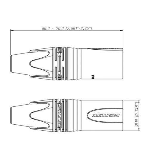 Neutrik NC3FXX + NC3MXX - Zestaw 2 wtyków 3-pinowych XLR (męski + żeński)