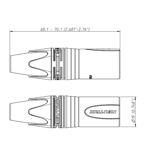 Neutrik NC3FXX-B + NC3MXX-B - Zestaw 2 wtyków 3-pinowych XLR (męski + żeński)