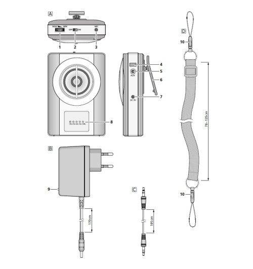 MONACOR WAP-8 - Przenośny wzmacniacz głosu z mikrofonem