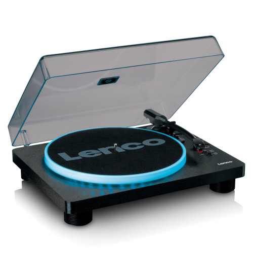 Lenco LS-50LEDBK - Gramofon z podświetleniem LED, głośnikami i USB