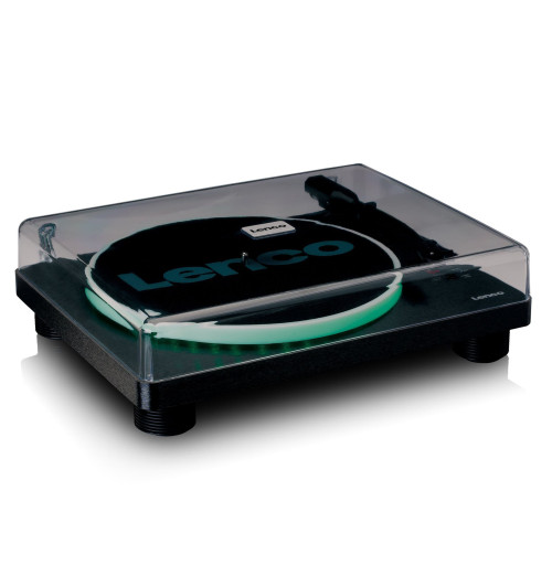Lenco LS-50LEDBK - Gramofon z podświetleniem LED, głośnikami i USB