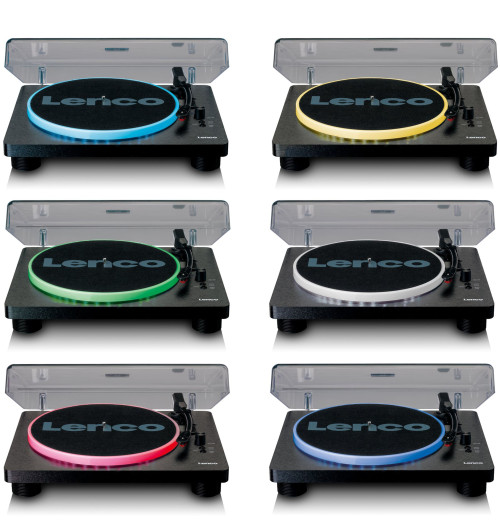 Lenco LS-50LEDBK - Gramofon z podświetleniem LED, głośnikami i USB