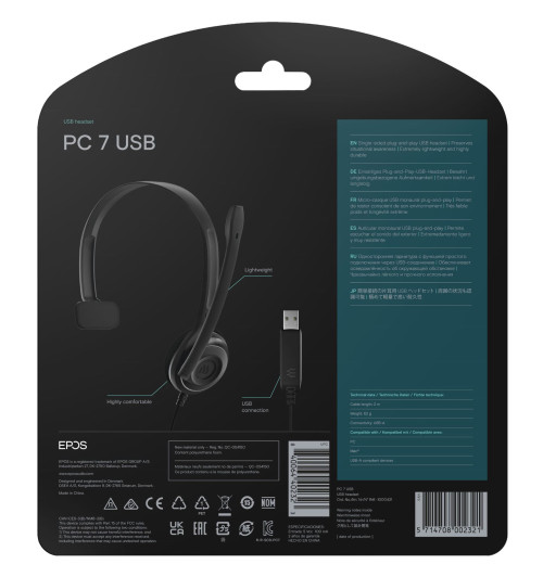 EPOS / Sennheiser PC 7 USB - Słuchawki nauszne do VOIP