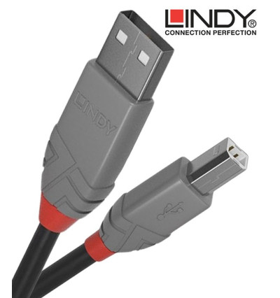 Lindy 36677 kabel USB 2.0 A – B Anthra Line - 10 m