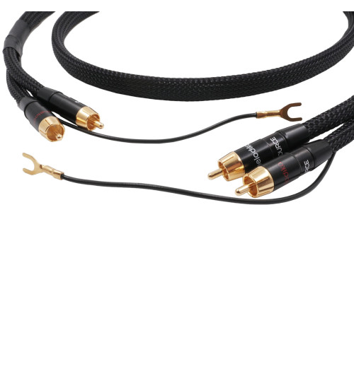 Melodika Purple Rain Black Edition MDPHD - Kabel gramofonowy 2xRCA Phono z żyłą uziemiającą