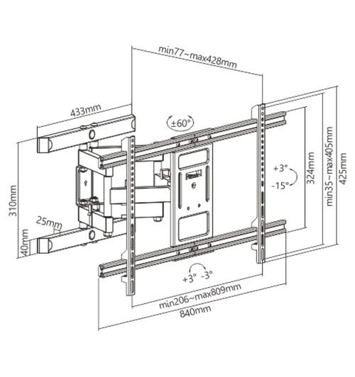 AQ VisiON Premium BR84AM - Uchwyt ścienny obrotowy 43" - 90"