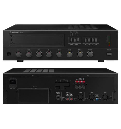 MONACOR PA-1200 - 4-strefowy wzmacniacz miksujący PA mono 120W RMS