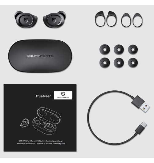 SOUNDPEATS TrueFree 2 - Bezprzewodowe słuchawki dokanałowe Bluetooth 5.0 TWS
