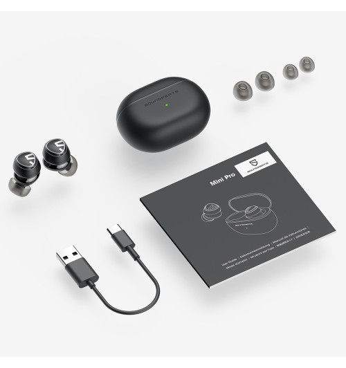SOUNDPEATS Mini Pro - Bezprzewodowe słuchawki dokanałowe Bluetooth 5.0 TWS z Hybrid ANC