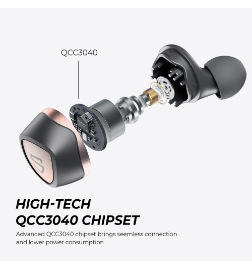 SOUNDPEATS Sonic - Bezprzewodowe słuchawki dokanałowe Bluetooth 5.2 TWS