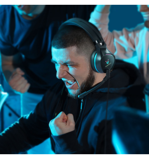 SOUNDPEATS G1 - Słuchawki wokółuszne z mikrofonem dla graczy RGB LED