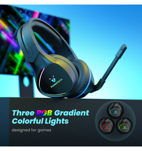 SOUNDPEATS G1 - Słuchawki wokółuszne z mikrofonem dla graczy RGB LED
