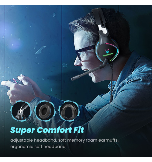 SOUNDPEATS G1 - Słuchawki wokółuszne z mikrofonem dla graczy RGB LED