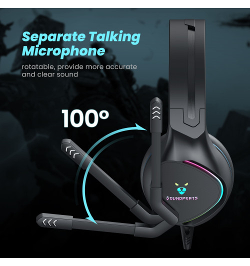 SOUNDPEATS G1 - Słuchawki wokółuszne z mikrofonem dla graczy RGB LED