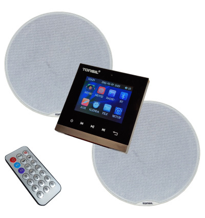 Tonsil WS-35 + 2 x ZGSU 205 S 2-dr - Zestaw: Odtwarzacz ścienny 2 x 20W, Bluetooth, microSD, FM, AUX + 2 głośniki sufitowe