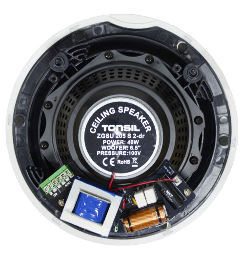 Tonsil WS-35 + 2 x ZGSU 205 S 2-dr - Zestaw: Odtwarzacz ścienny 2 x 20W, Bluetooth, microSD, FM, AUX + 2 głośniki sufitowe