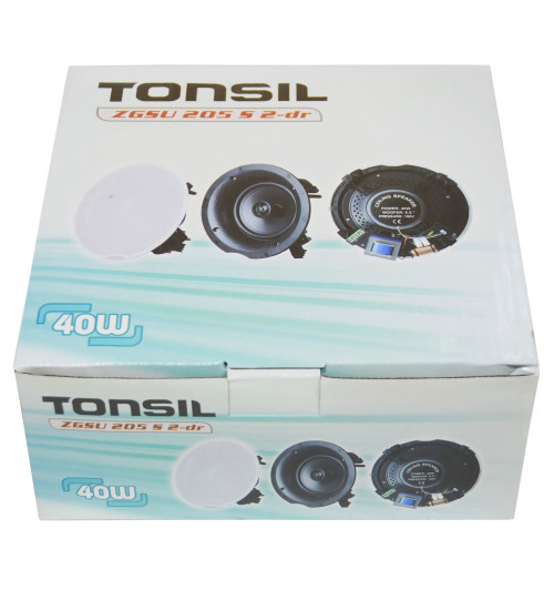 Tonsil WS-35 + 2 x ZGSU 205 S 2-dr - Zestaw: Odtwarzacz ścienny 2 x 20W, Bluetooth, microSD, FM, AUX + 2 głośniki sufitowe