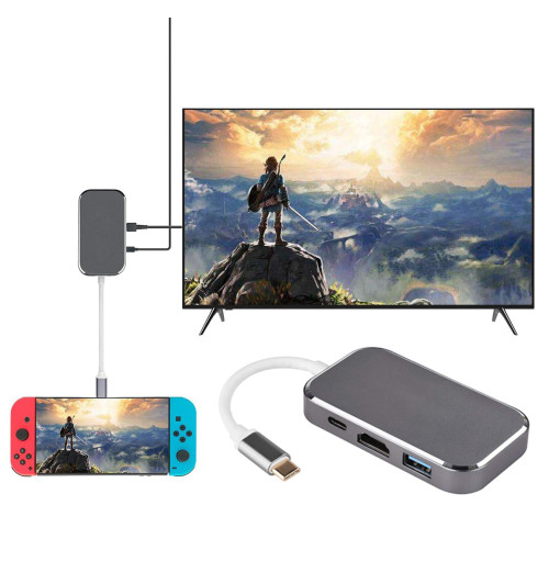 WireWay WW410215 - Adapter HUB USB-C do 3 x USB + USB-C + HDMI