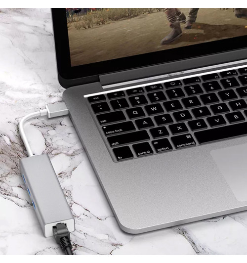 WireWay WW411022 - Karta sieciowa / Adapter HUB USB 3.0 do 3 x USB + RJ45