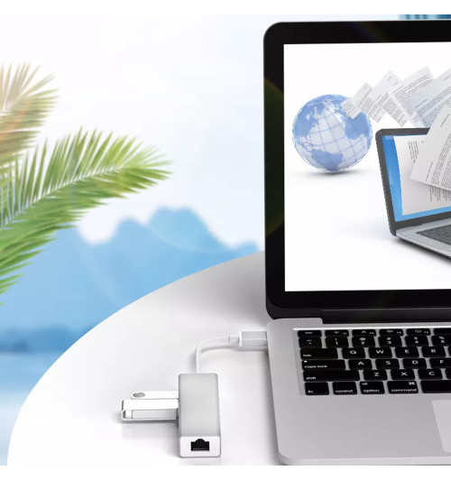 WireWay WW411022 - Karta sieciowa / Adapter HUB USB 3.0 do 3 x USB + RJ45