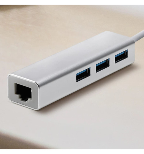 WireWay WW411022 - Karta sieciowa / Adapter HUB USB 3.0 do 3 x USB + RJ45