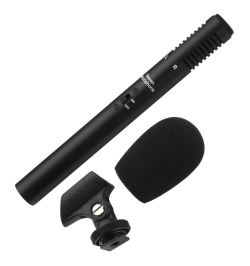 MONACOR ECM-600ST - Elektretowy mikrofon stereo do kamer wideo