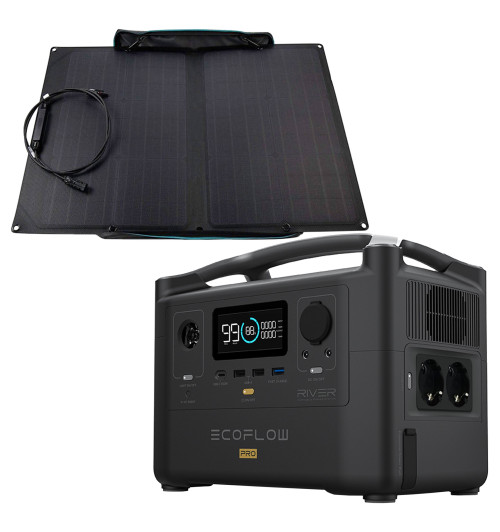 EcoFlow River Pro - Zestaw: przenośna stacja zasilania 720Wh + panel fotowoltaiczny 110W