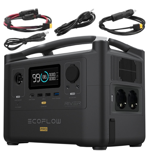 EcoFlow River Pro - Zestaw: przenośna stacja zasilania 720Wh + panel fotowoltaiczny 110W