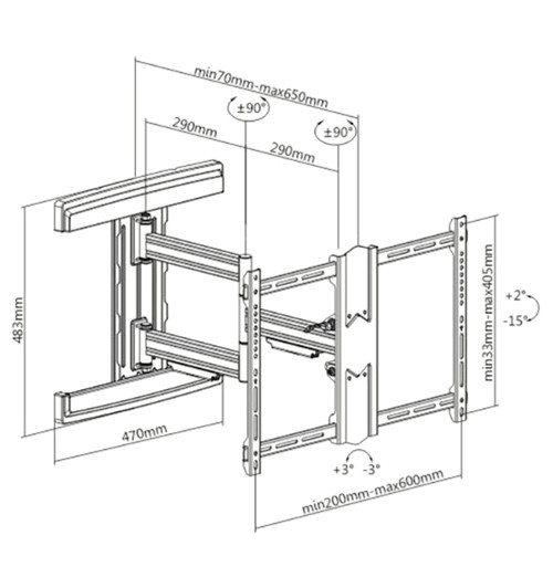 TechLink TWM650 - Uniwersalny uchwyt ścienny do telewizora 37" - 80"