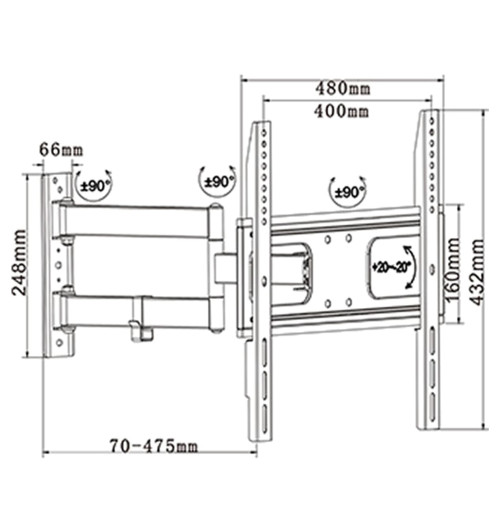 TechLink TWM421 - Uniwersalny uchwyt ścienny do telewizora 26" - 70"