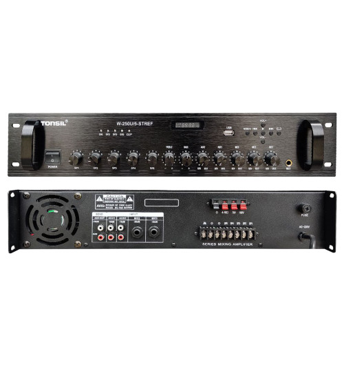 Tonsil W-250U - Wzmacniacz miksujący 5-strefowy 250W z MP3 USB, Bluetooth i FM
