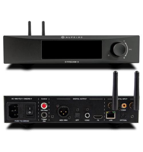 NuPrime Stream-9 (Stream9) - Transport sieciowy odtwarzacz strumieniowy streamer Wi-Fi, Bluetooth, DLNA, AirPlay 2