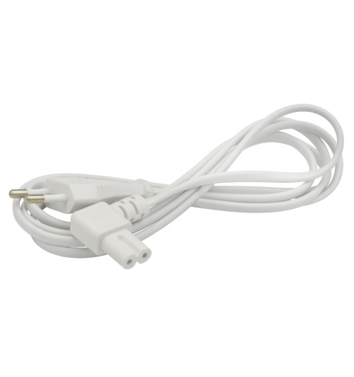 Kabel sieciowy zasilający Euro Ósemka kątowy 1.8m - Biały