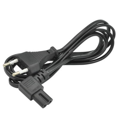 Kabel sieciowy zasilający Euro Ósemka kątowy 1.8m - Czarny