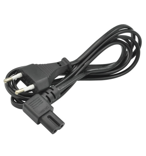 Kabel sieciowy zasilający Euro Ósemka kątowy 1.8m - Czarny