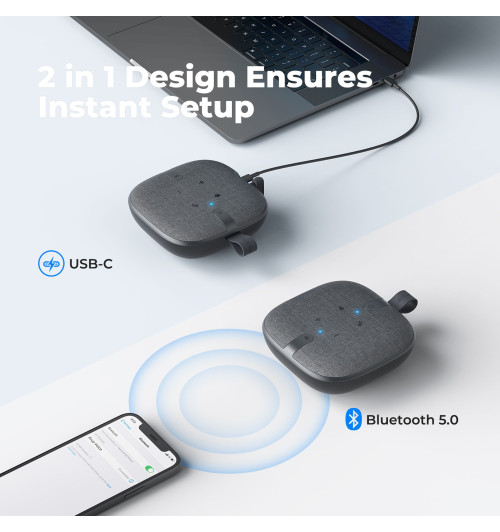 SOUNDPEATS PureVoice - Przenośny głośnik bezprzewodowy Bluetooth 5.1 z mikrofonem