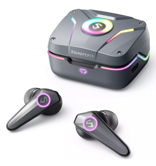 SOUNDPEATS CyberGear - Gamingowe bezprzewodowe słuchawki dokanałowe Bluetooth 5.2 TWS RGB