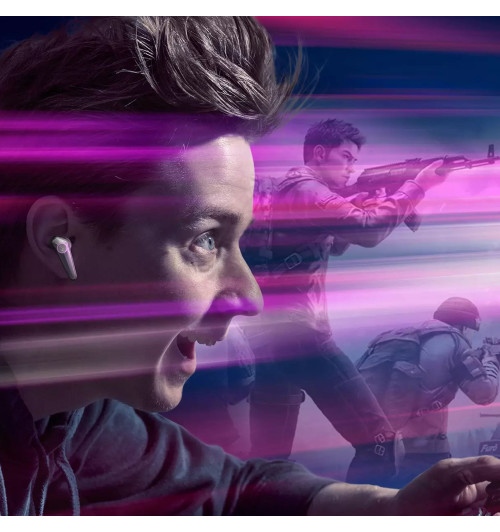 SOUNDPEATS CyberGear - Gamingowe bezprzewodowe słuchawki dokanałowe Bluetooth 5.2 TWS RGB