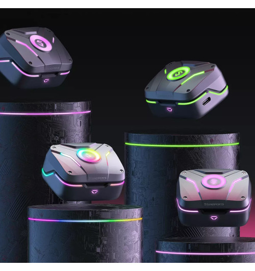 SOUNDPEATS CyberGear - Gamingowe bezprzewodowe słuchawki dokanałowe Bluetooth 5.2 TWS RGB