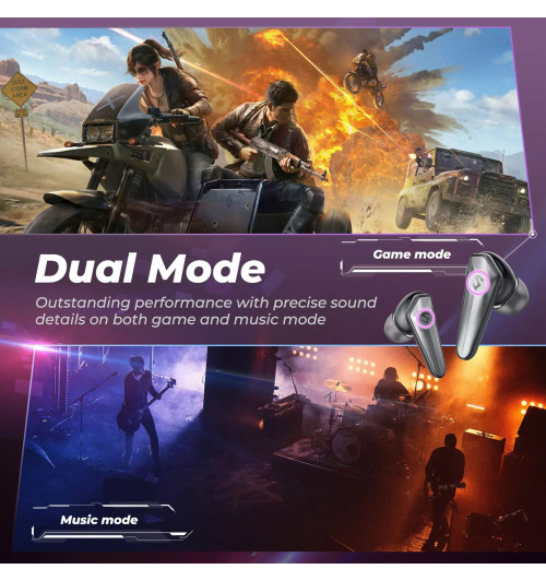 SOUNDPEATS CyberGear - Gamingowe bezprzewodowe słuchawki dokanałowe Bluetooth 5.2 TWS RGB