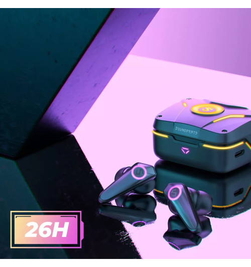 SOUNDPEATS CyberGear - Gamingowe bezprzewodowe słuchawki dokanałowe Bluetooth 5.2 TWS RGB