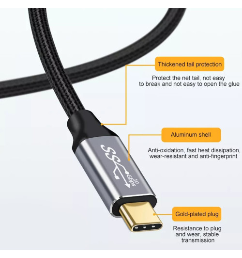 WireWay WW331315 - Kabel USB 3.1 typu C kątowy Fast Charge 10Gb/s 4K - 1.5m